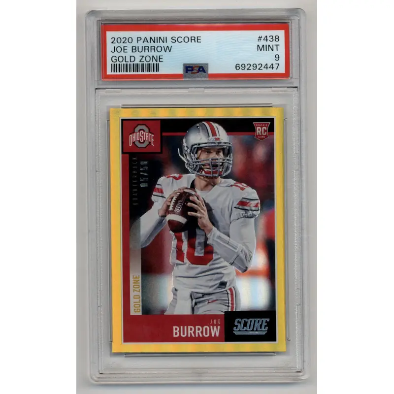 Joe Burrow 2020 Score Gold Zone #438 05/50 PSA 9 Mint