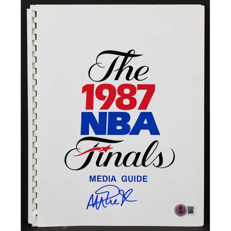 Lakers Magic Johnson 1987 NBA FInals Media Guide Autographed BAS Witnessed
