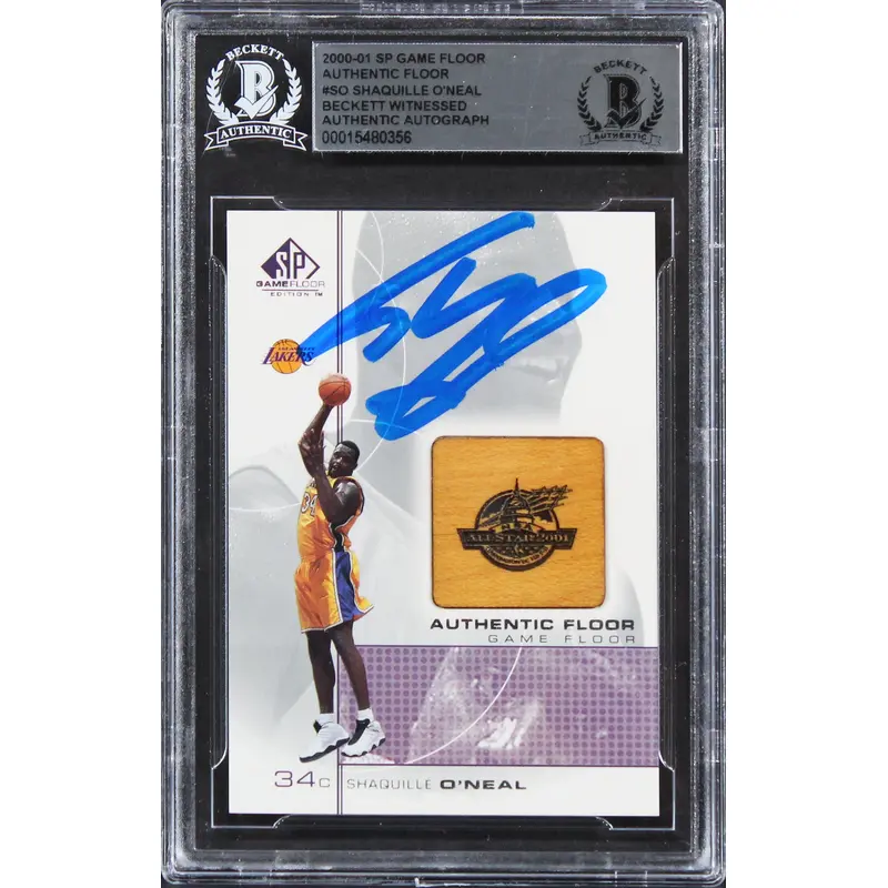 Lakers Shaquille O'Neal Authentic Signed 2000 SP Game Floor #SO Card BAS Slab 1