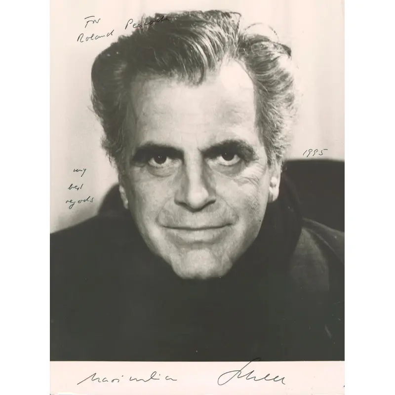 Maximilian Schell Deep Impact "To Robert" Signed 7x9.5 Photo BAS #BM38075