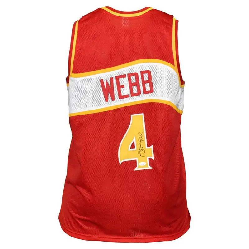 Spud Webb Autographed Atlanta Hawks (Red #4) Custom Jersey - JSA
