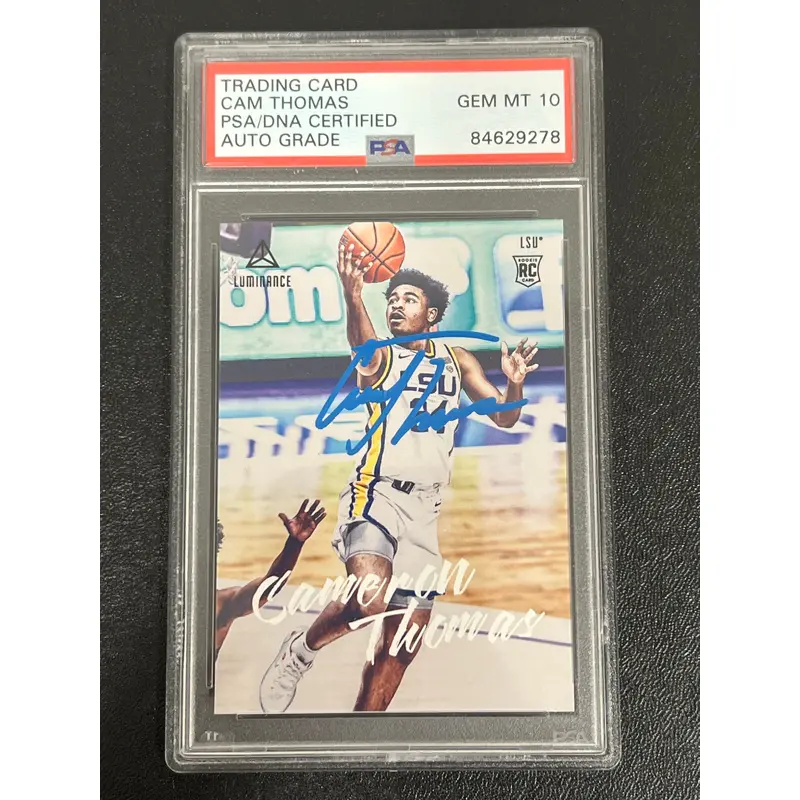 2021 Panini Chronicles #90 Cam Thomas Signed Card PSA/DNA AUTO 10 LSU