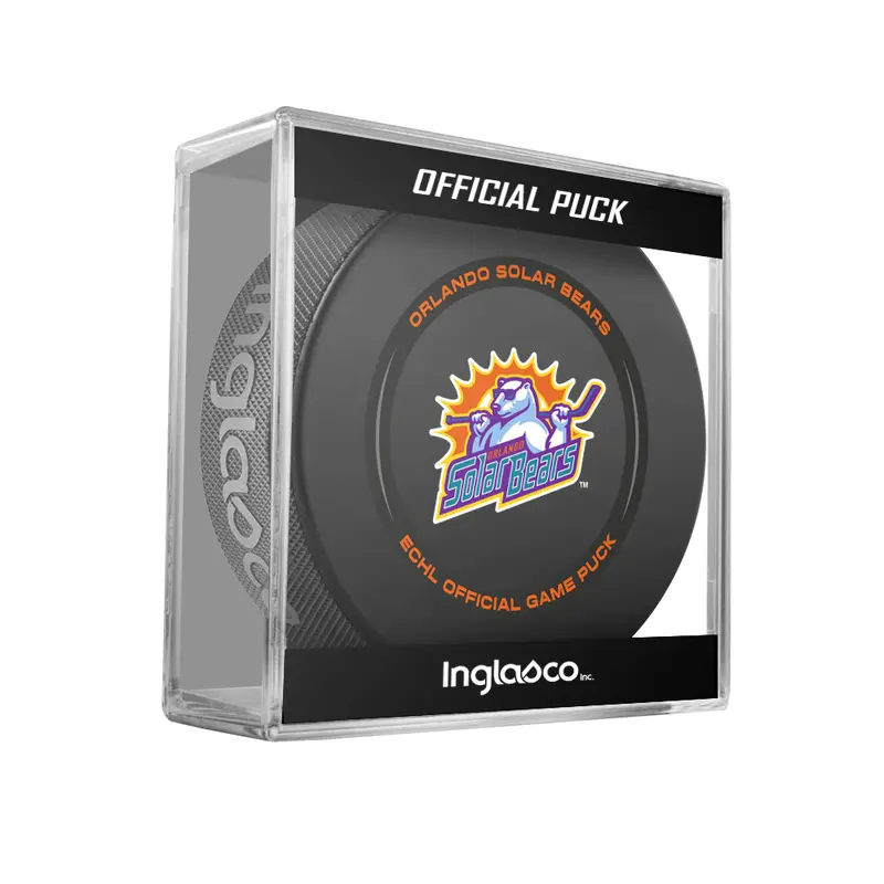 ECHL Orlando Solar Bears 2024-25 Official Game Hockey Puck In Cube