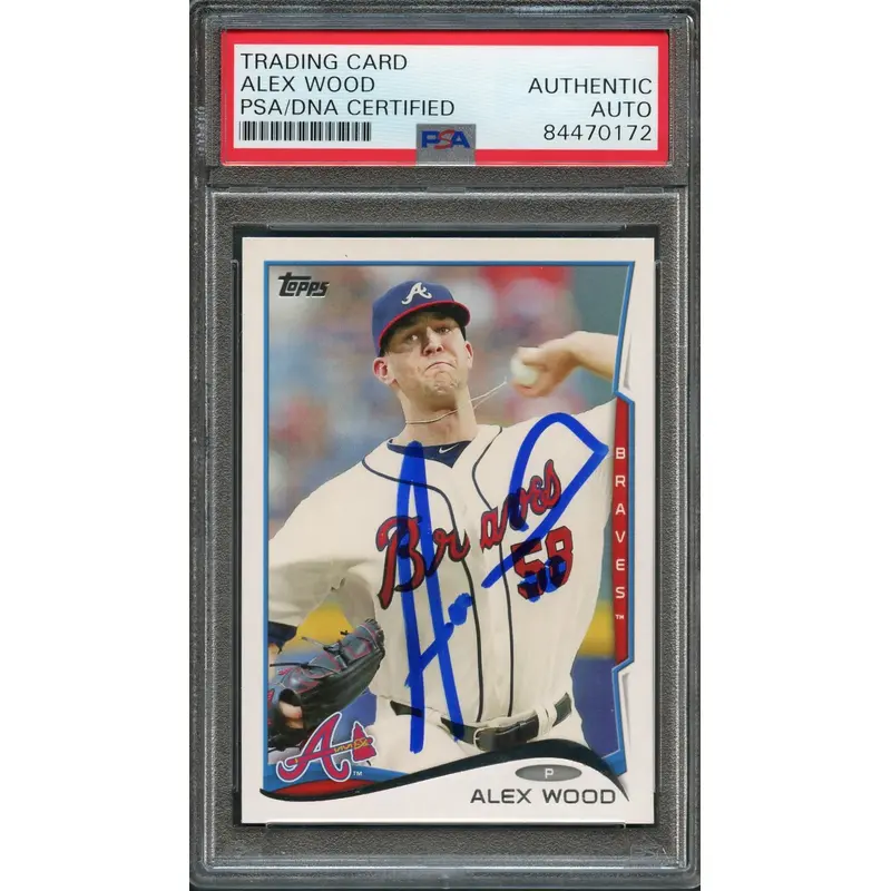2014 Topps #437 Alex Wood Signed Card AUTO PSA Slabbed Braves