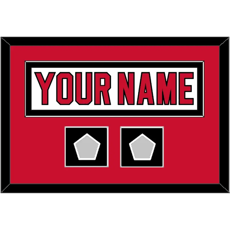 New Jersey Nameplate & 2 Stanley Cup Finals Patches - Home White (1992-2007) - Single Mat 3