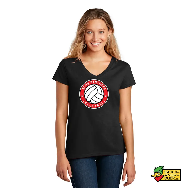 Elms Volleyball Circle Logo Ladies V-Neck T-shirt