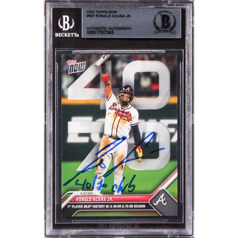 Braves Ronald Acuna Jr. "40/70 Club" Signed 2023 Topps Now #927 Card BAS Slabbed