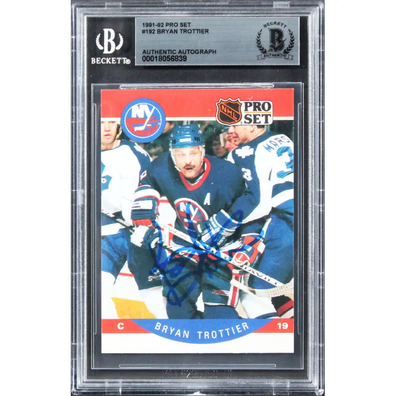 Islanders Bryan Trottier Authentic Signed 1991 Pro Set #192 Card BAS Slabbed
