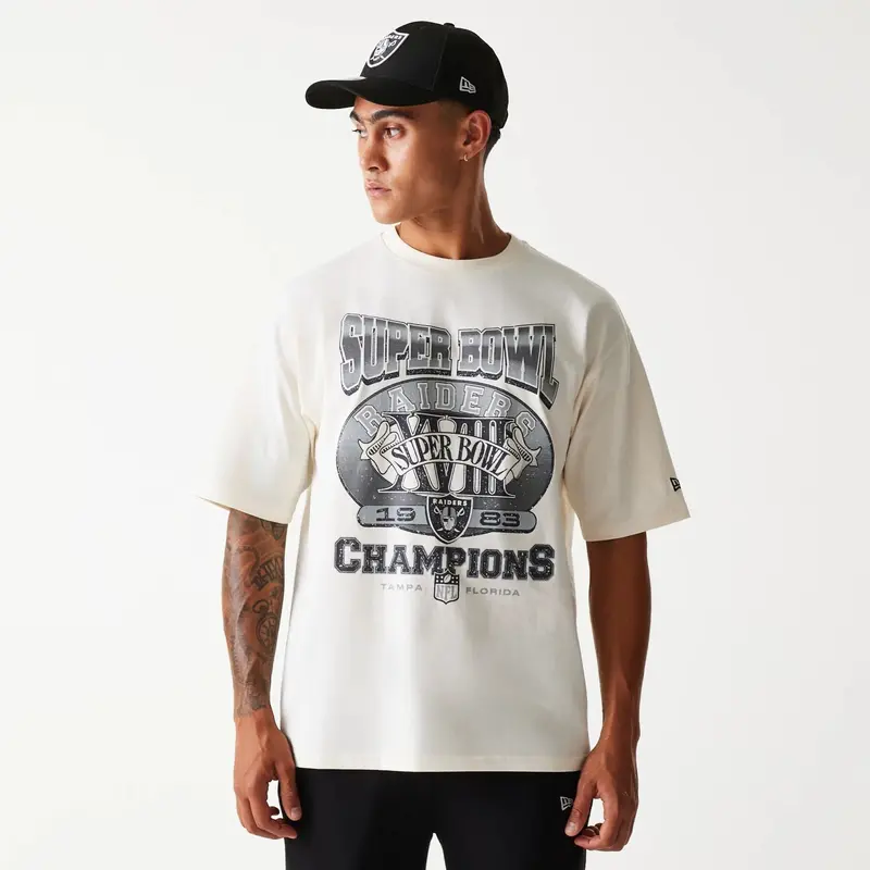 Las Vegas Raiders NFL Super Bowl Open White Oversized T-Shirt