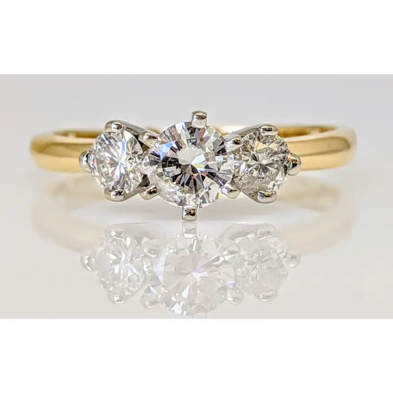 14K .72 CARAT TOTAL WEIGHT I1 H DIAMOND ROUND (3) TRINITY ESTATE RING 2.6 GRAMS