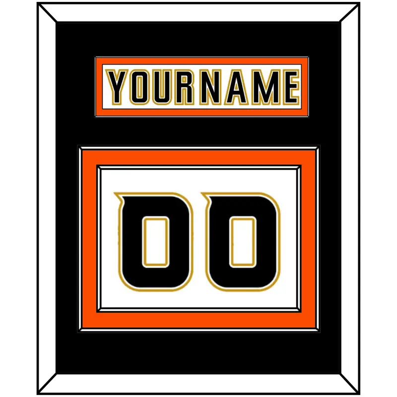 Anaheim Nameplate & Number (Back) - Road White (2006-2014) - Double Mat 3