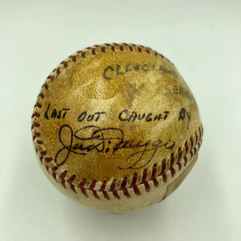 1951 Joe Dimaggio Signed Final Out Game Used American League Baseball PSA DNA
