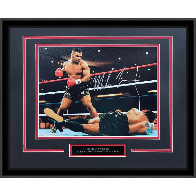 Mike Tyson Autographed Boxing (Knockout) Deluxe Framed 11x14 Photo - Tyson Holo, Beckett