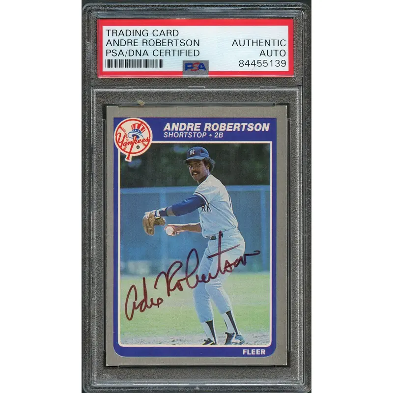 1985 FLEER #144 Andre Robertson Signed Card PSA Slabbed Auto Yankees