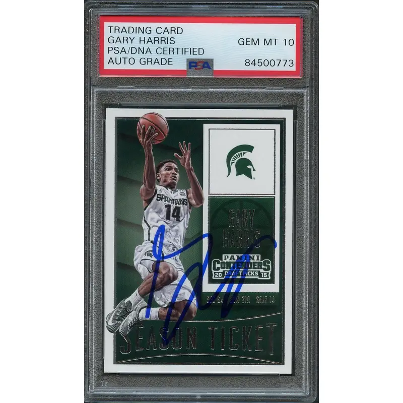 2015-16 Contenders Draft Picks #34 Gary Harris Signed AUTO 10 PSA Slabbed Spartans
