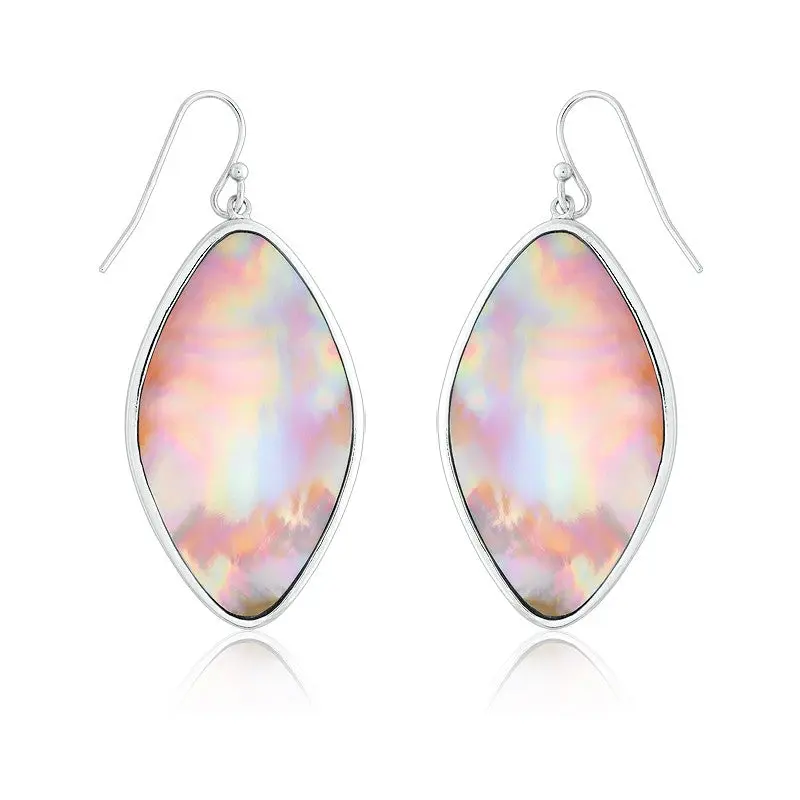 Sterling Silver Large Marquise Pink MOP Earrings