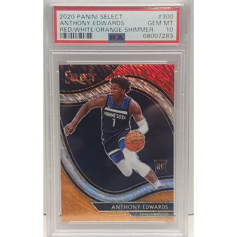 Anthony Edwards 2020 Panini Select #300 Red/White/Orange Shimmer PSA 10 Gem Mint