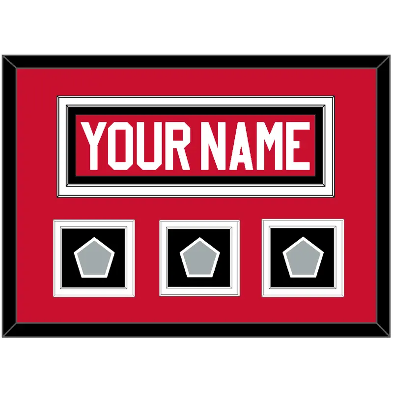 Chicago Nameplate & 3 Stanley Cup Finals Patches - Home Red (2007-2017) - Double Mat 2