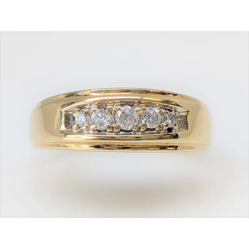 14K .34 CARAT TOTAL WEIGHT I1 F DIAMOND ROUND (5) ESTATE BAND 7.5 GRAMS