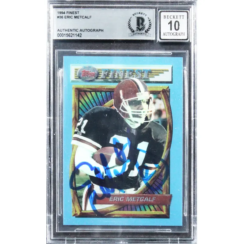 Browns Eric Metcalf Authentic Signed 1994 Finest #36 Card Auto 10! BAS Slabbed