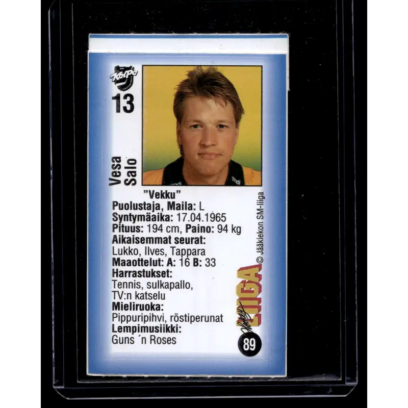 1992-93 JyvsHyv HockeyLiiga - Vesa Salo #89