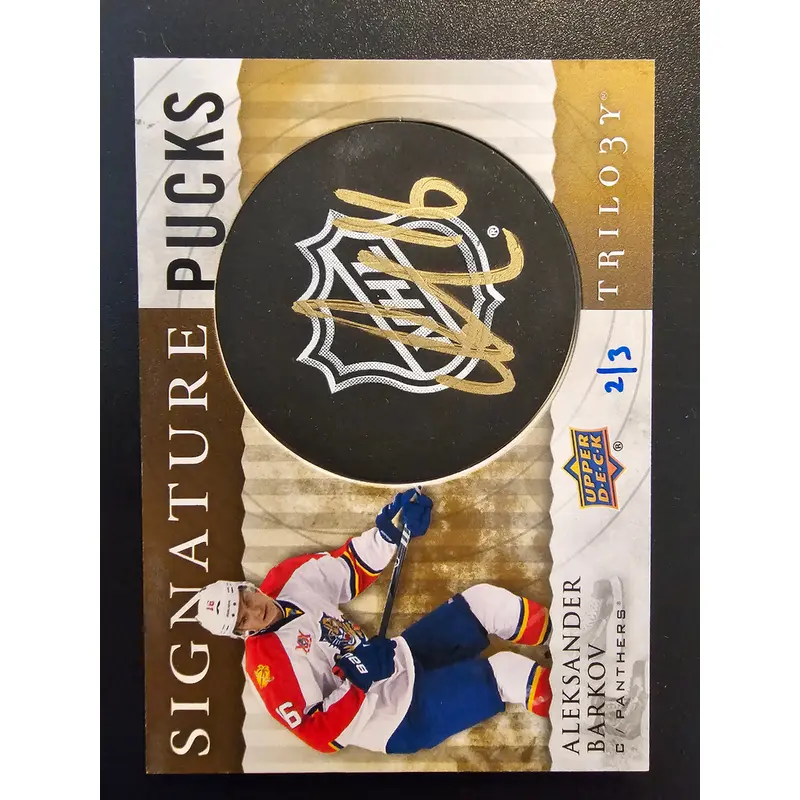 2014-15 Upper Deck Trilogy - Signature Pucks - Shield Logo - Aleksander Barkov #SP-AB /3