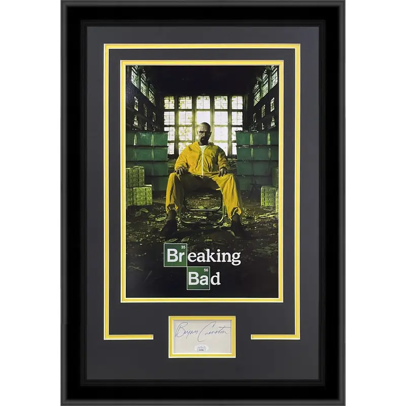 Breaking Bad 11x17 TV Poster Deluxe Framed with Bryan Cranston Autograph - JSA