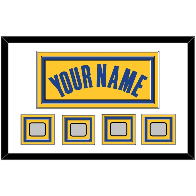 Golden State Name & 4 Finals Patches - Yellow Statement (2019-2022) - Triple Mat 1