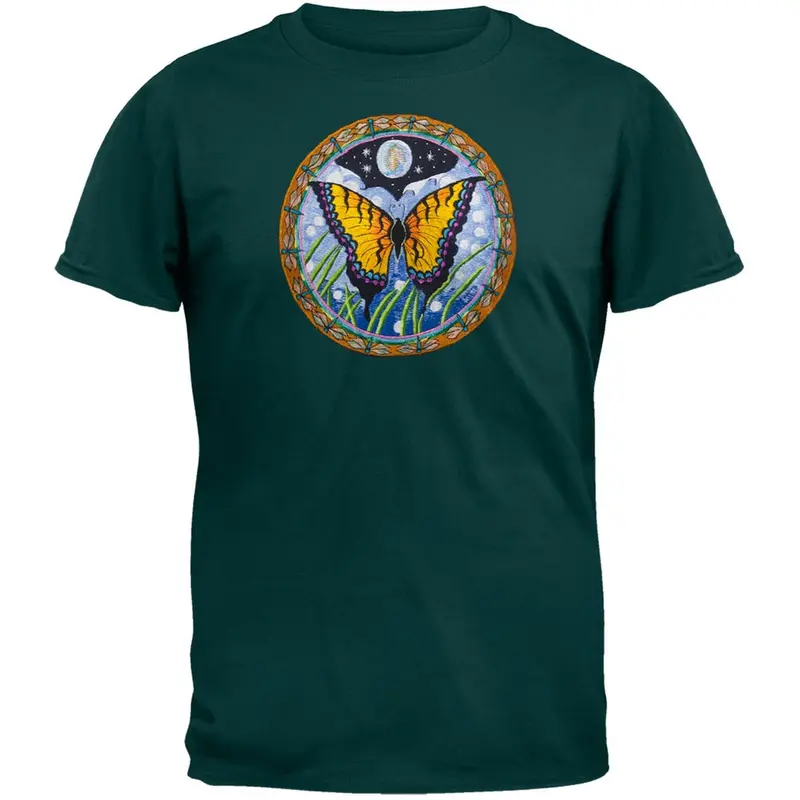 Embroidered Butterfly - Green T-Shirt
