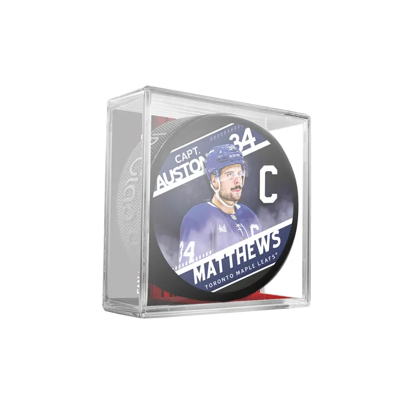NHL Captain Series Auston Matthews Toronto Maple Leafs Souvenir Hockey Puck In Cube