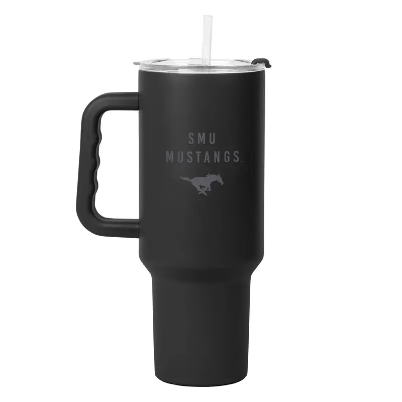Southern Methodist 40oz Black Tonal Powder Coat Tumbler