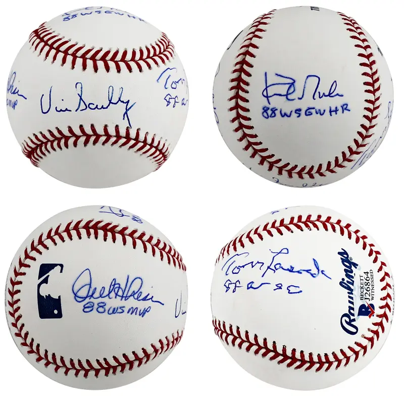 Dodgers (4) Scully, Hershiser, Lasorda & Gibson "88 WSC" Signed Oml Baseball BAS