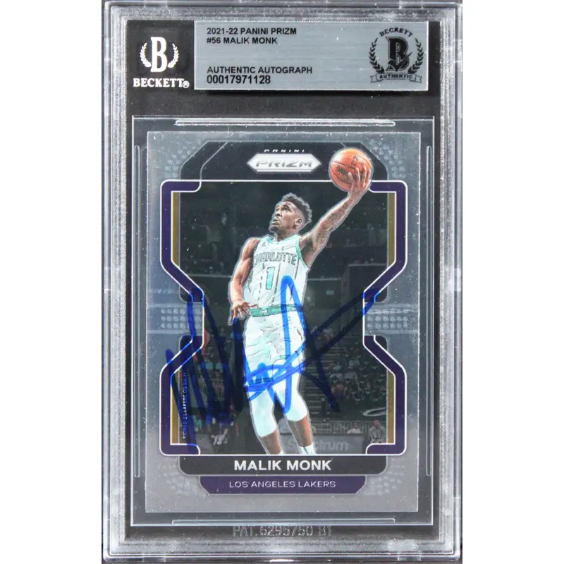 Lakers Malik Monk Authentic Signed 2021 Panini Prizm #56 Card BAS Slabbed