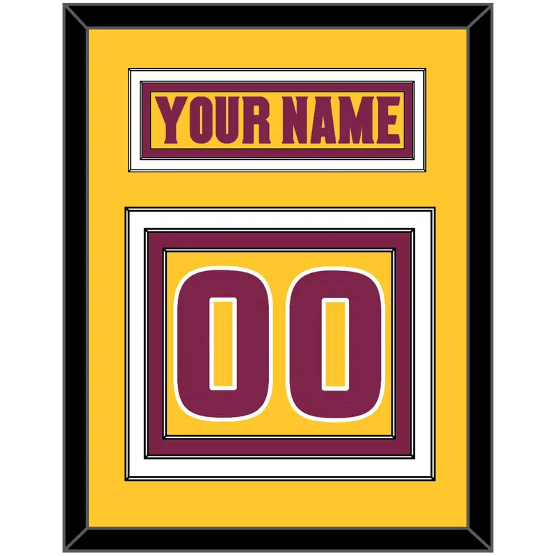 Arizona State Hockey Nameplate & Number (Back) - Heritage Gold (2019-2024) - Triple Mat 3