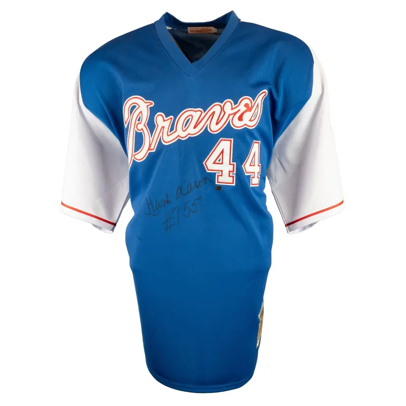 Hank Aaron #755 Home Runs Signed Atlanta Braves Mitchell & Ness Jersey JSA COA