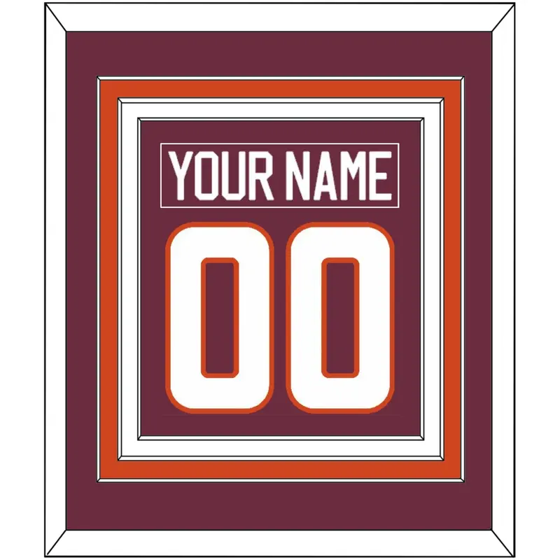 Virginia Tech Hockey Nameplate & Number (Back) Combined - Road Maroon - Triple Mat 2