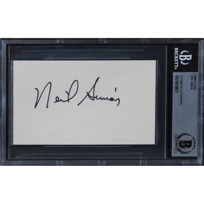 Neil Simon The Odd Couple Authentic Signed 3x5 Index Card BAS Slabbed 3