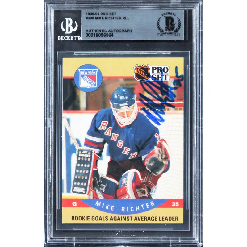 Rangers Mike Richter Authentic Signed 1990 Pro Set #398 Card BAS Slabbed