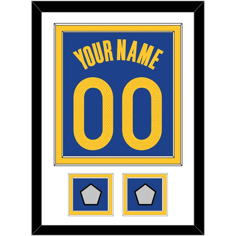 Golden State Name & Number With 2 Finals Patches - Blue Icon - Double Mat 1