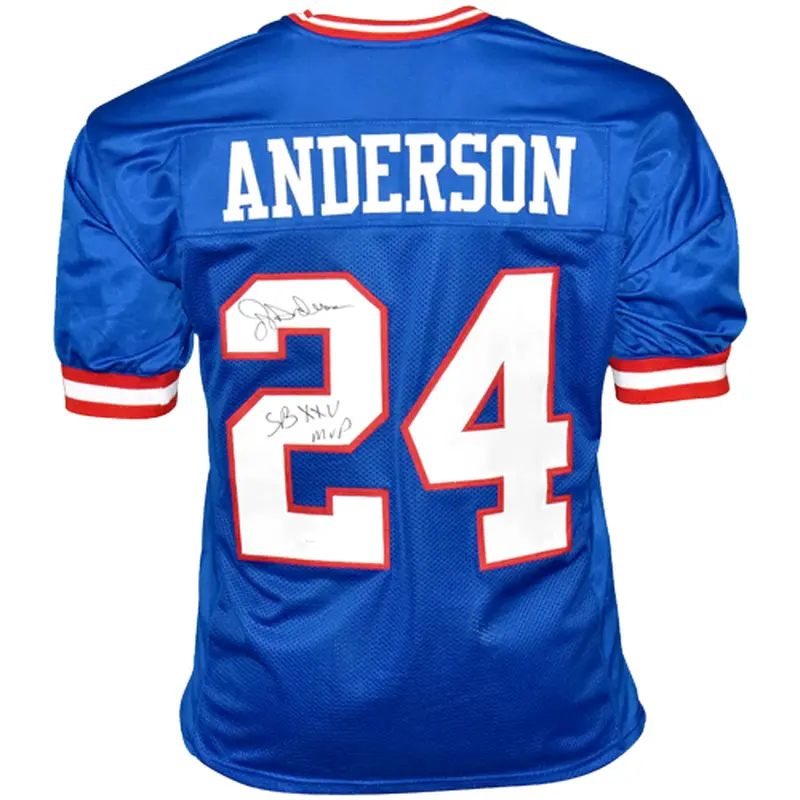 Ottis OJ Anderson Autographed New York (Blue #24) Custom Jersey - JSA