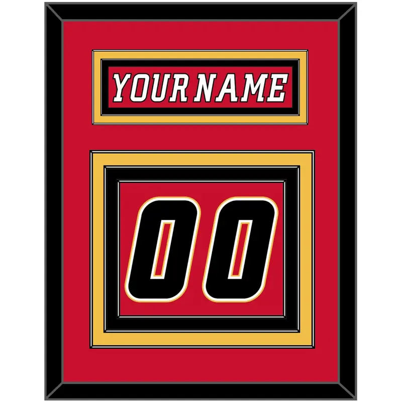 Calgary Nameplate & Number (Back) - Home Red (2007-2017) - Triple Mat 2