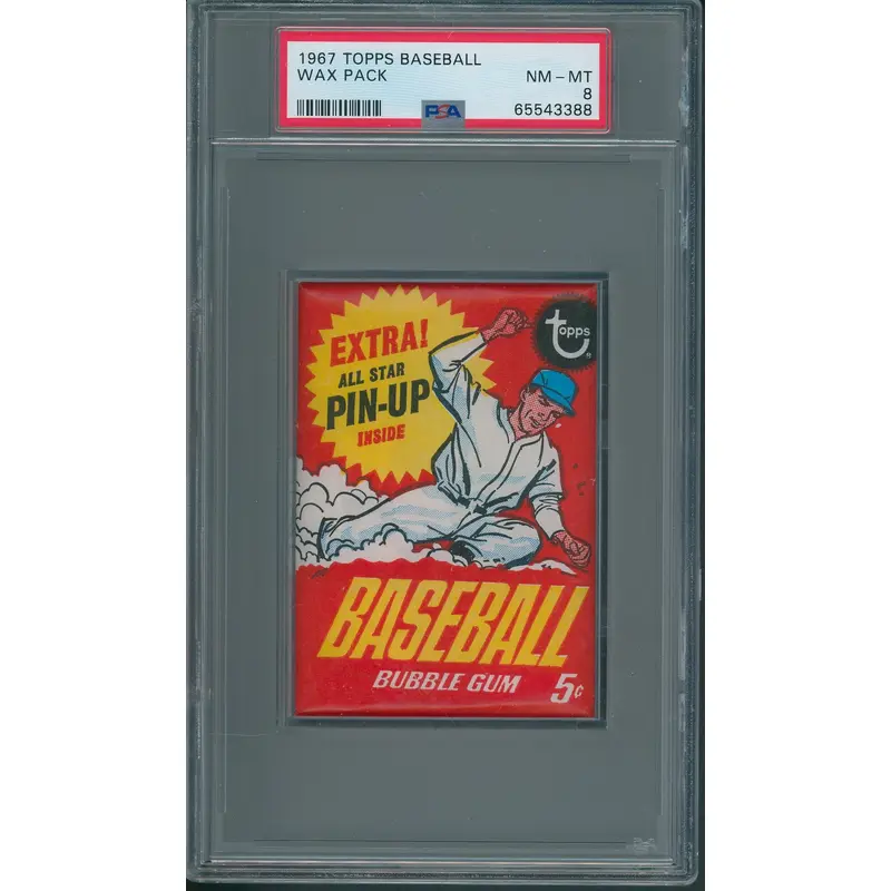 1967 Topps Baseball Unopened Wax Pack PSA 8