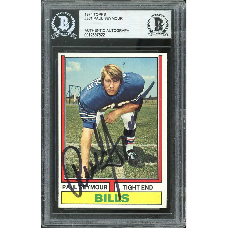 Bills Paul Seymour Authentic Signed 1974 Topps #261 Card Autographed BAS Slabbed
