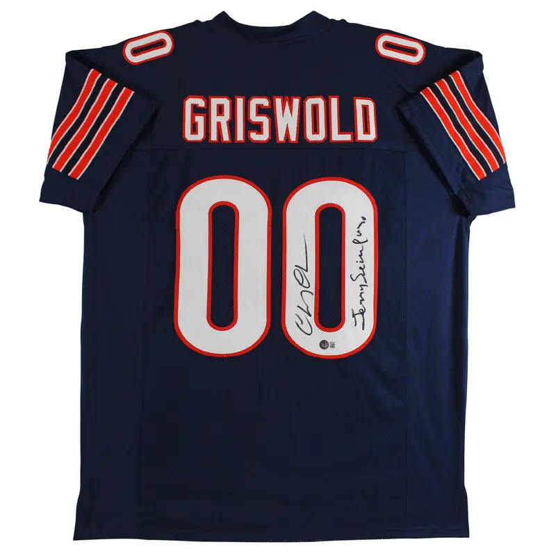 Chevy Chase Christmas Vacation "Jerry Seinfeld" Signed Navy Griswold Jersey BAS