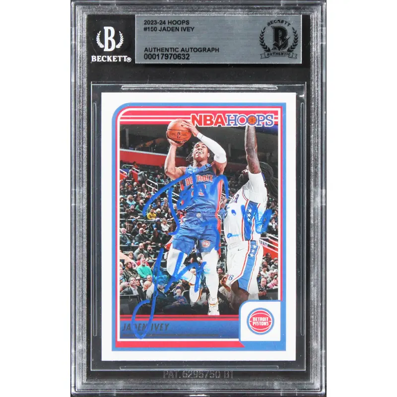 Pistons Jaden Ivey Authentic Signed 2023 Hoops #150 Card BAS Slabbed