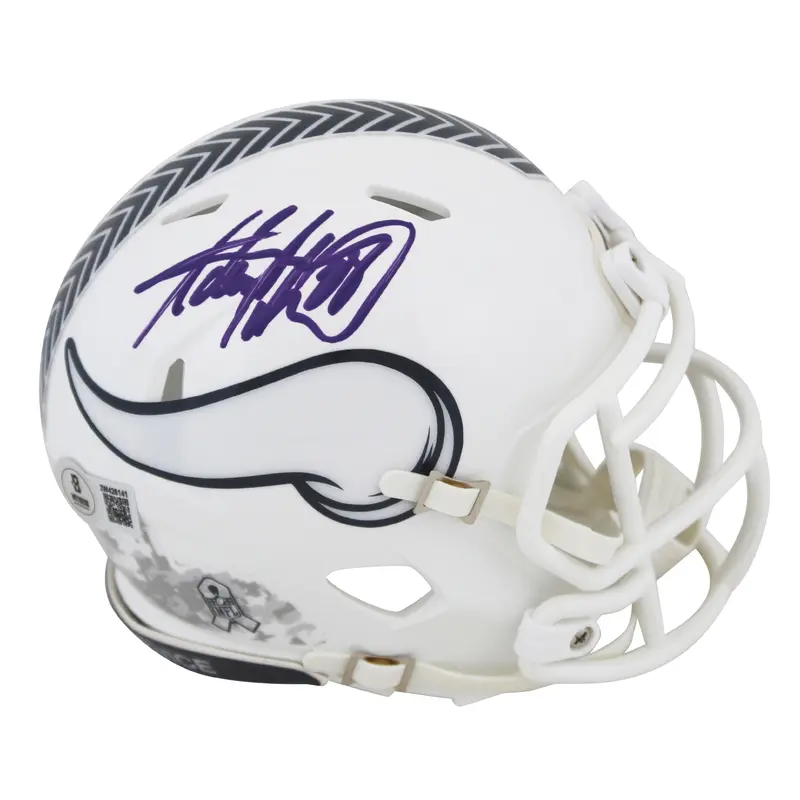 Vikings Adrian Peterson Signed Salute To Service III Speed Mini Helmet BAS Wit