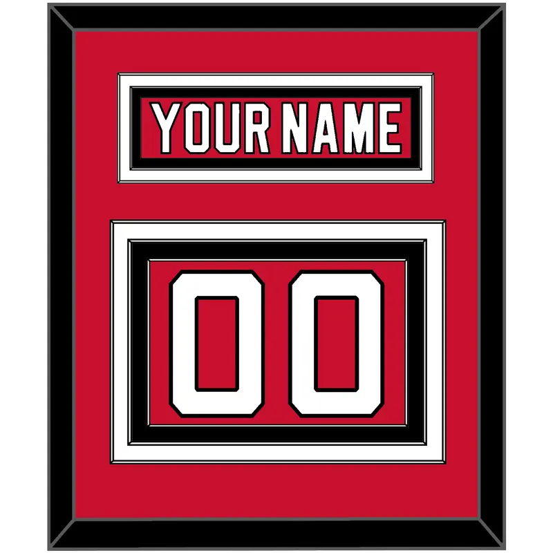 New Jersey Nameplate & Number (Back) - Home Red (2007-2017) - Triple Mat 2