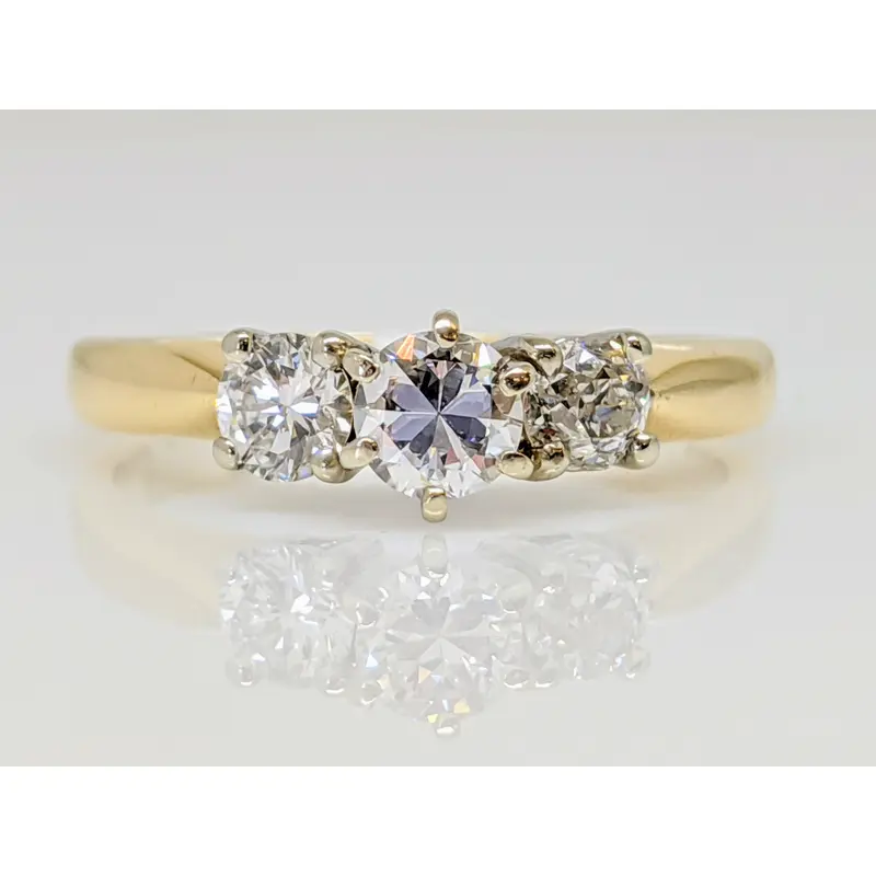 14K .67 CARAT TOTAL WEIGHT VS-SI2 G-I DIAMOND ROUND (3) TRINITY ESTATE RING 3.4 GRAMS
