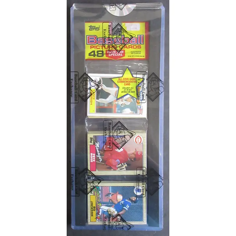 1987 Topps Baseball Unopened Rack Pack (Bo Jackson Top) (BBCE) (26158)