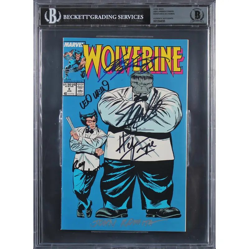 (3) Stan Lee, Claremont, Trimpe, Wein +2 Signed Wolverine #8 Comic BAS Slabbed